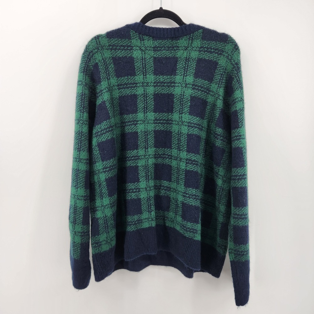 Old Navy Womens XL Green Blue Plaid Crew Neck Long Sleeve Pullover Sweater - Picture 2 of 6